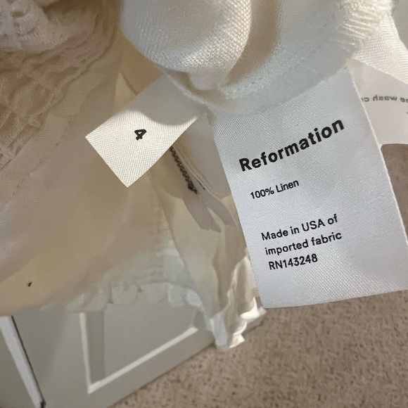 Reformation White Linen Ruffle Mini Dress - Picture 5 of 5